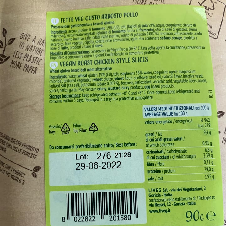 photo of Liveg Affettato gusto arrosto di pollo shared by @rebeccamenozzi on  02 Jun 2022 - review