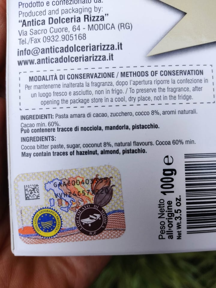 photo of Antica dolceria rizza Cioccolato di Modica al Cocco shared by @raffa70s70 on  28 Jul 2021 - review