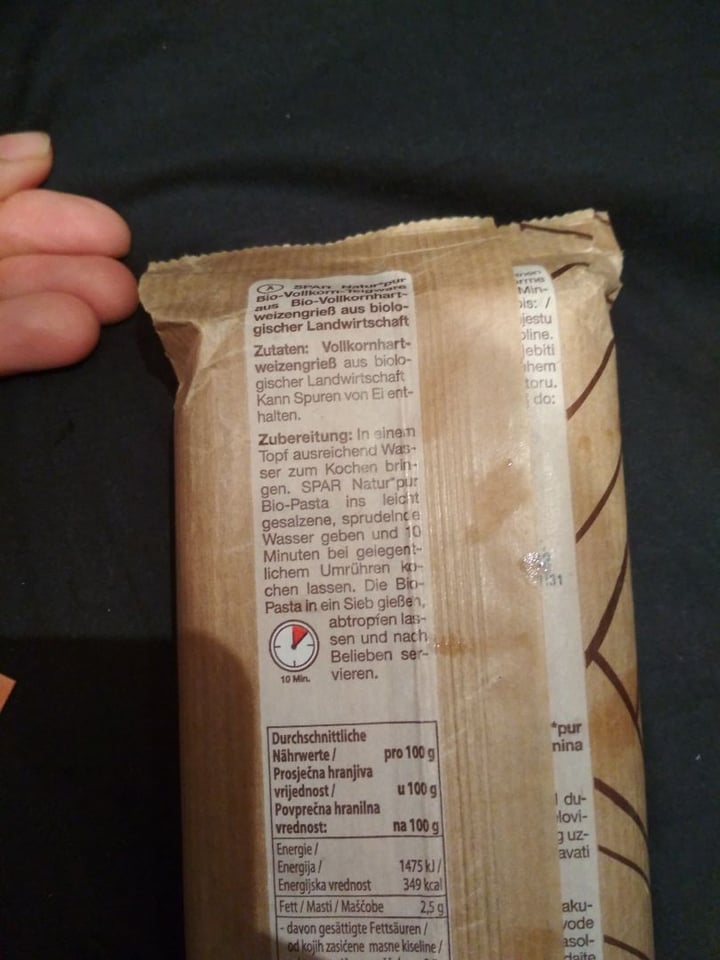 review photo of Spar Natur pur Bio-Vollkorn Linguine shared by @apalaciosr on 25 Mar 2020 - review