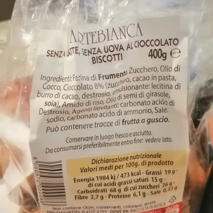 photo of Artebianca Biscotti senza latte, senza uova con cioccolato fondente shared by @aura7 on  03 Jun 2022 - review