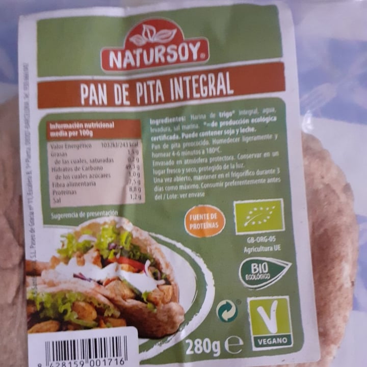 photo of Natursoy Pan de Pita integral shared by @saraitxu on  13 Jun 2020 - review