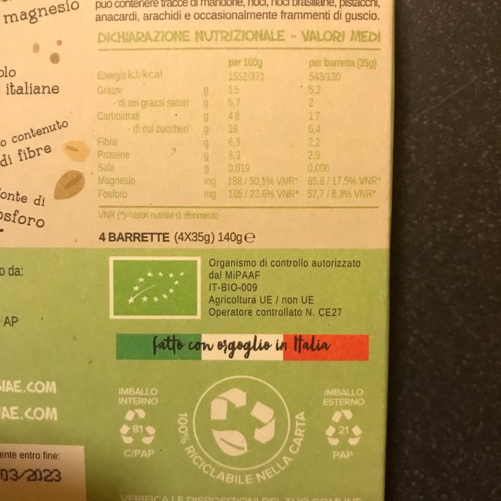 review photo of Perfect Bio Avena Bar Choco Nocciola shared by @alessialuna on 20 Jul 2022 - review