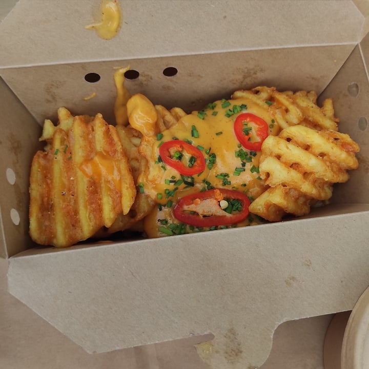 review photo of A Burgers: Dirty Vegan Burgers (Delivery only) Cheese waffle fries shared by @fundacionelhogar on 12 Aug 2021 - review