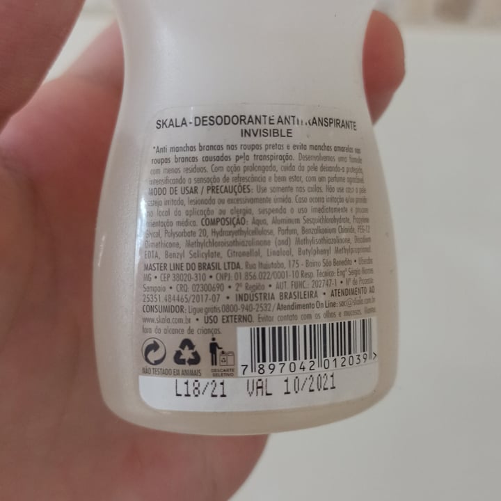 photo of Skala Desodorante Antitranspirante Invisible shared by @palomasantos on  29 Jan 2022 - review