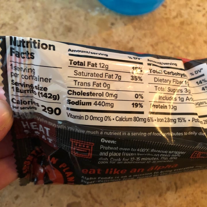 photo of Alpha Foods Steakless Ranchero Burrito shared by @maryannkiger on  19 Jun 2021 - review