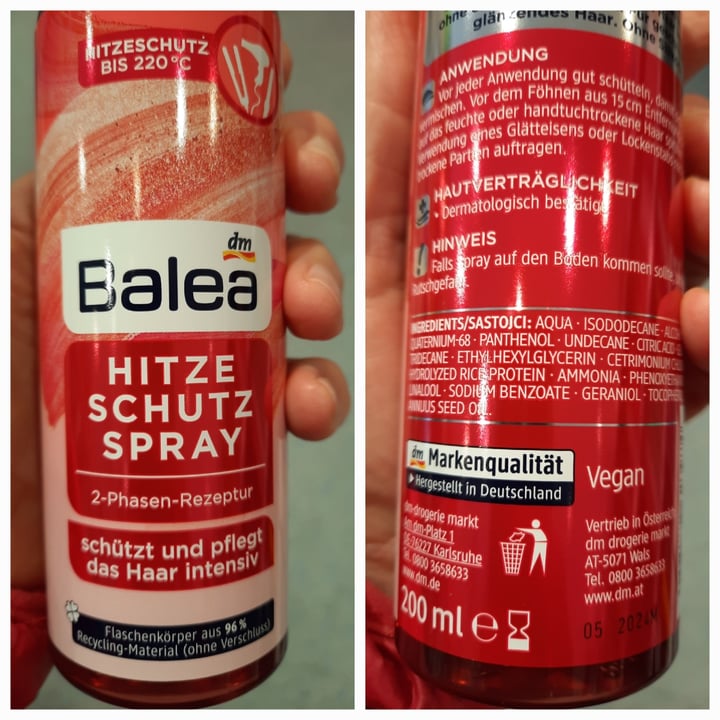 photo of Balea Hitze Schutz Spray shared by @apknottner on  04 May 2022 - review