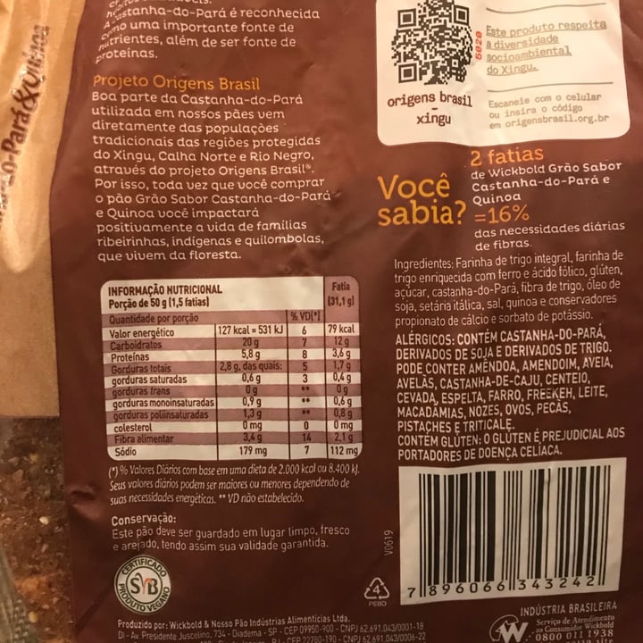 review photo of Wickbold Pão de castanha-do-pará e quinoa shared by @danilocamarini on 27 Jul 2021 - review