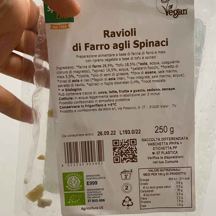 photo of La Spiga Bio Ravioli di Farro agli spinaci shared by @step21 on  13 Sep 2022 - review