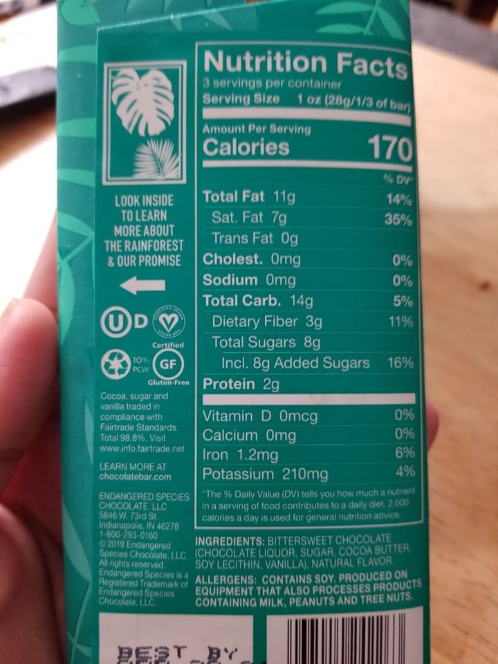 review photo of Endangered Species Chocolate Forest Mint + Dark Chocolate shared by @laurag034 on 22 Jan 2020 - review