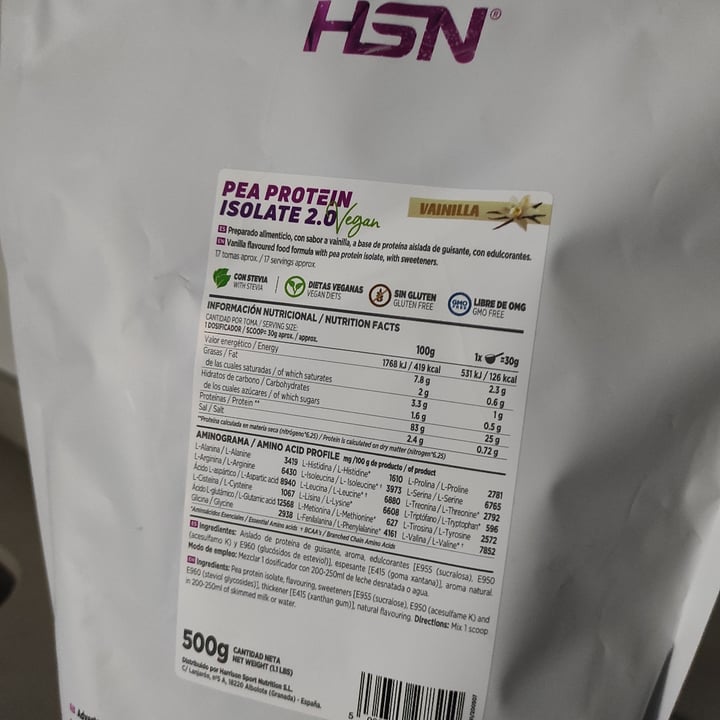 photo of HSN foods Pea Protein Isolate 2.0 vainilla shared by @saruchi on  14 Jul 2021 - review