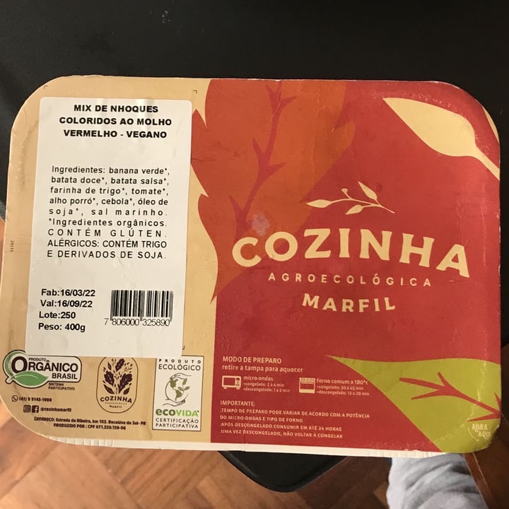 review photo of Cozinha Agroecologica Marfil Mix de nhoques coloridos ao molho vermelho - Vegano shared by @anaribas on 07 May 2022 - review