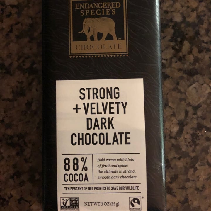 photo of Endangered Species Chocolate strong + velvety dark chocolate shared by @karenasp on  08 Jun 2020 - review