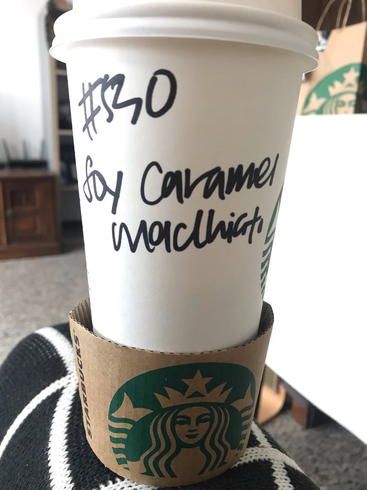 review photo of Starbucks Soy Caramel Macchiato shared by @vegasauras on 28 Mar 2020 - review