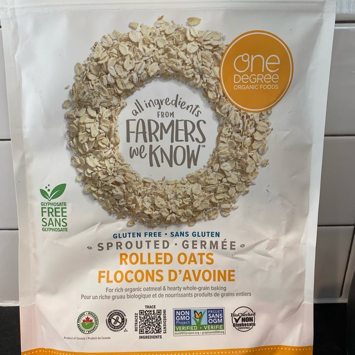 photo of One Degree Organic Foods Gluten free sprouted rolled oats shared by @ashbreckwoldt on  10 Apr 2022 - review