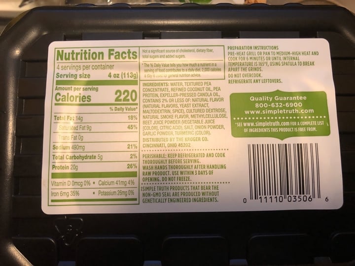 photo of Simple Truth Emerge plant based meatless grind shared by @steffensenskitchen on  29 Jan 2020 - review