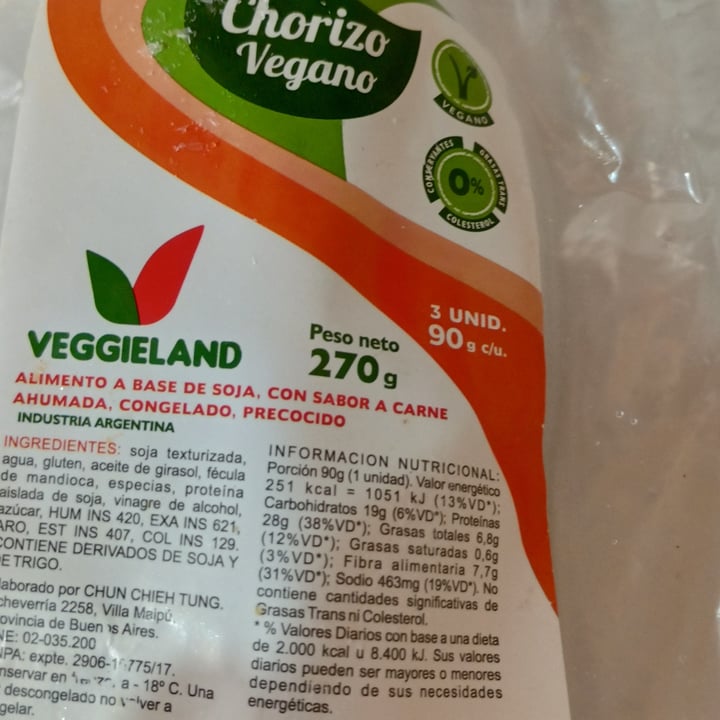 photo of Veggieland Chorizo Vegano shared by @micahildt on  29 Sep 2022 - review