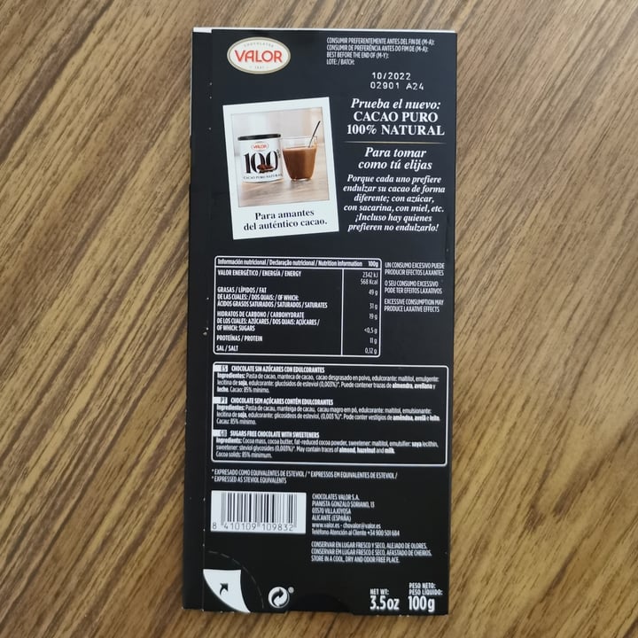 photo of Valor 85% chocolate negro sin azucar shared by @vegafri on  17 Mar 2021 - review