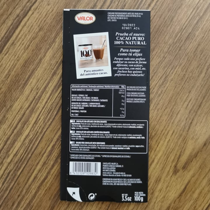 review photo of Valor 85% chocolate negro sin azucar shared by @vegafri on 17 Mar 2021 - review