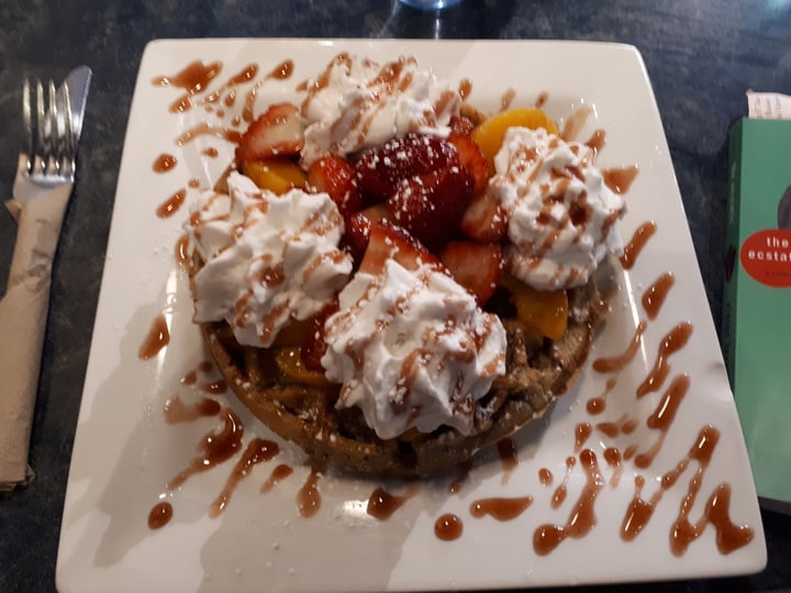 review photo of West Coast Waffles Vegan Waffles with Coconut whip, fruit and coulee shared by @riotcat on 17 Apr 2018 - review