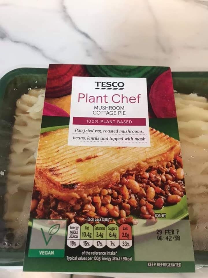 photo of Tesco Mushroom Cottage Pie shared by @iainbru on  10 Mar 2020 - review
