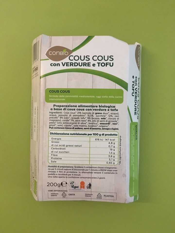 photo of Conbio Cous Cous de Verduras y Tofu shared by @beatrizbcn on  25 Aug 2019 - review
