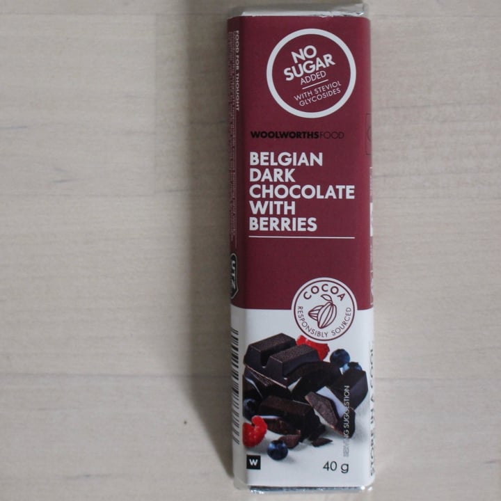 photo of Woolworths Food Belgian Dark Chocolate with Berries shared by @britinsa on  24 Nov 2020 - review
