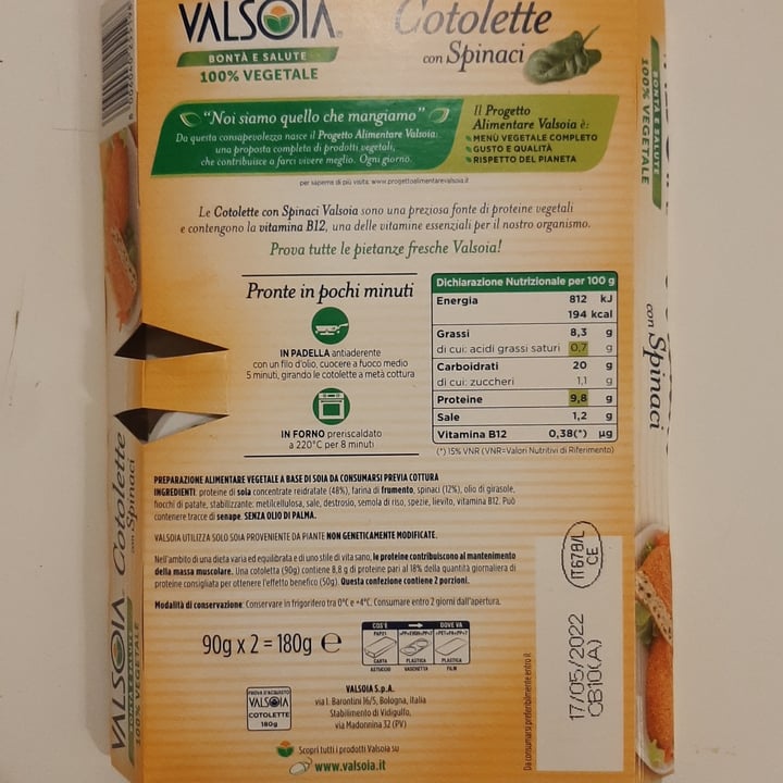 review photo of Valsoia Cotolette con spinaci shared by @zingara on 16 Apr 2022 - review