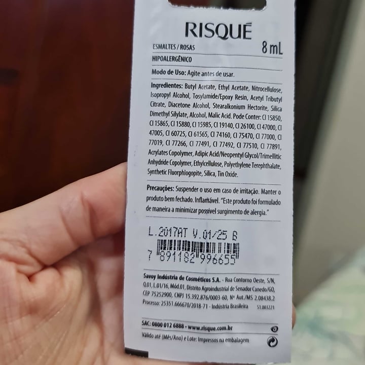 review photo of Risqué esmalte cor Malícia Risqué Esmalte Cor Malícia shared by @adrival on 07 May 2022 - review