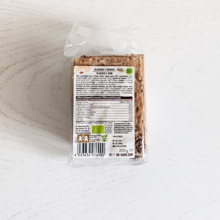 photo of Dr. Karg's 3 Grain & 3 Seeds Organic Crispbread shared by @eleonoraf on  22 Oct 2021 - review