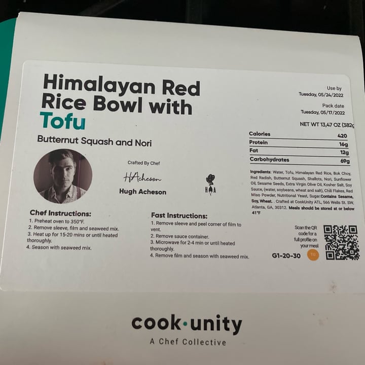 photo of CookUnity Himalayan Red Rice Bowl with Tofu shared by @lianal627 on  29 May 2022 - review