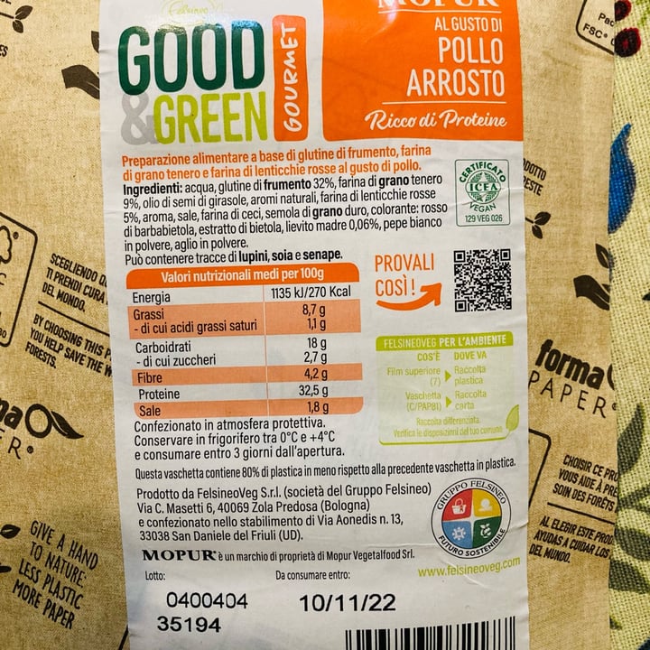 photo of Good & Green Mopur Al gusto di pollo arrosto shared by @federicathewitch on  02 Sep 2022 - review