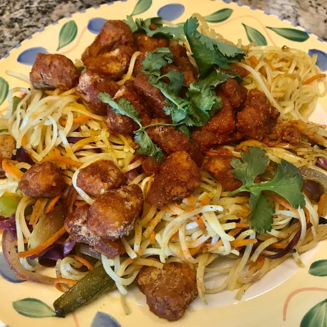 Photo of the dish “Indo-Chinese Soy Chicken And Noodles Plate”
