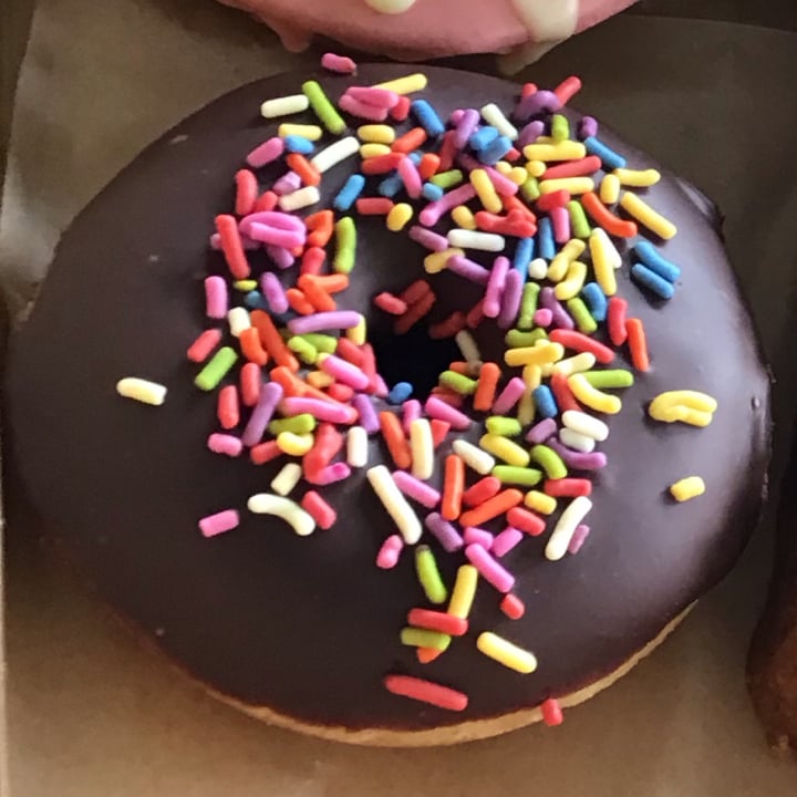 photo of Rainbow Bakery Chocolate Donut with Sprinkles shared by @vegandancer10 on  26 Mar 2022 - review