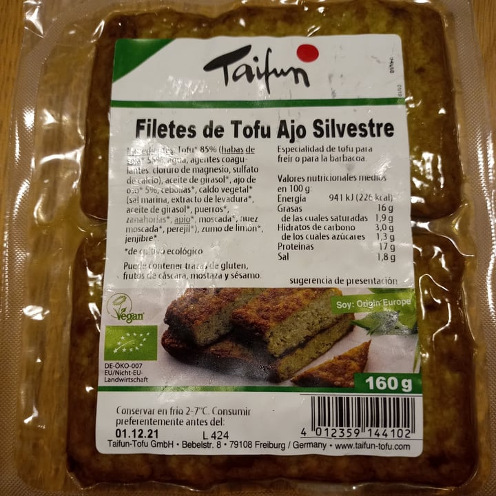photo of Taifun Filetes de Tofu Ajo Silvestre shared by @bluristic on  16 Nov 2021 - review