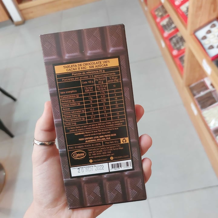 photo of Copani Chocolate 100% cacao shared by @valeni on  26 Nov 2021 - review