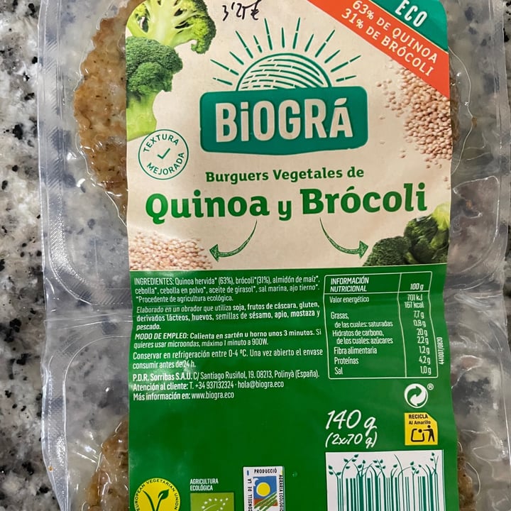 photo of Biogra Burguers vegetales de quinoa y brócoli shared by @francescbox on  01 Feb 2021 - review