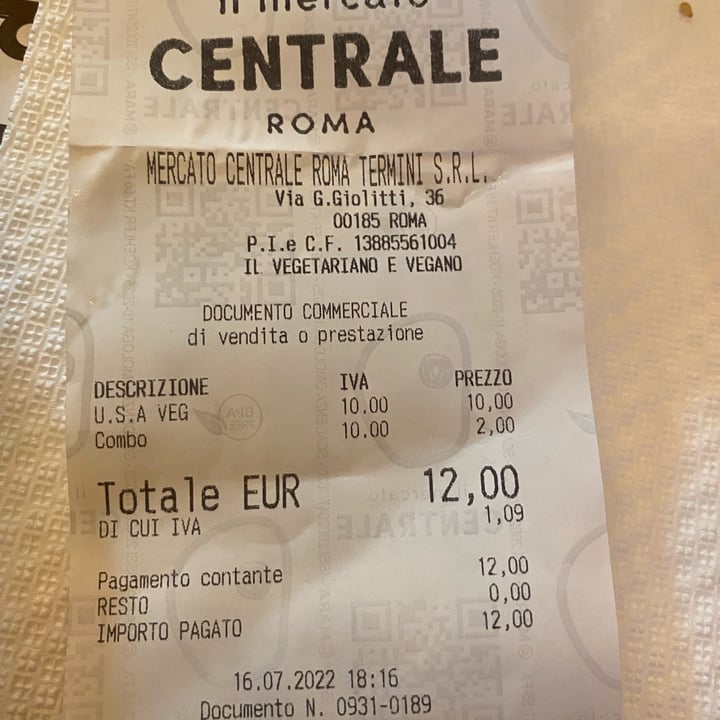 photo of Il Vegetariano e Vegano di Marcella Bianchi | Mercato Centrale Roma Panino Usa shared by @marta1987 on  17 Jul 2022 - review
