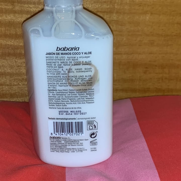 review photo of Babaria Jabón de manos de coco y aloe shared by @prilevy on 05 Jul 2022 - review