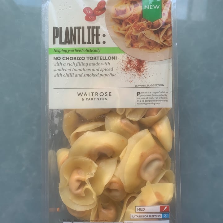 photo of Plantlife: Waitrose & partners No Chorizo Tortelloni shared by @lovetofu on  14 Sep 2021 - review
