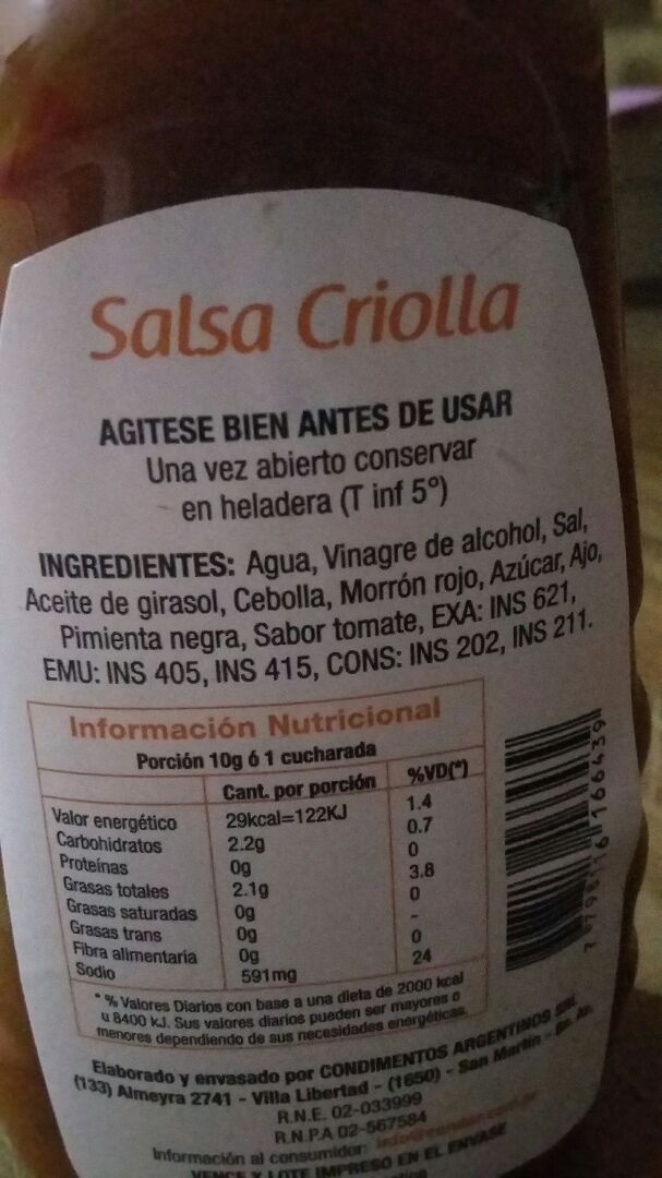 photo of Tahití Tahití Salsa Criolla shared by @lihuenaillen on  18 Dec 2019 - review