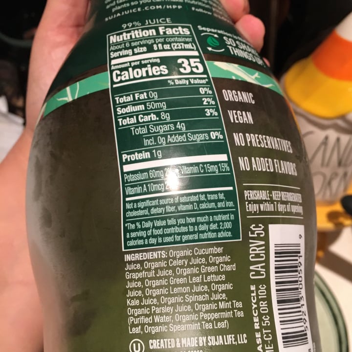 photo of Suja Juice Organic Cold Pressed Uber Green shared by @courtneykelli on  13 Sep 2021 - review