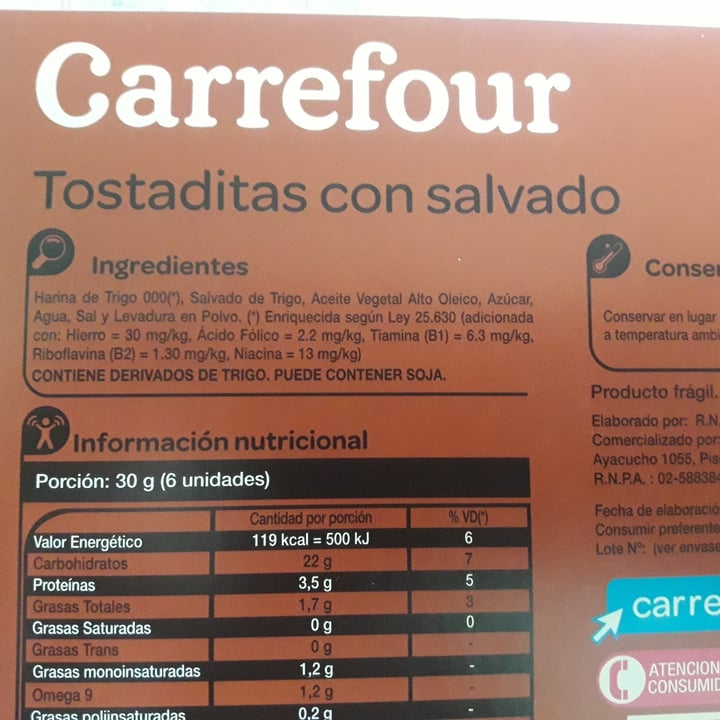 photo of Carrefour Tostaditas con salvado shared by @maleefarias on  23 Aug 2021 - review