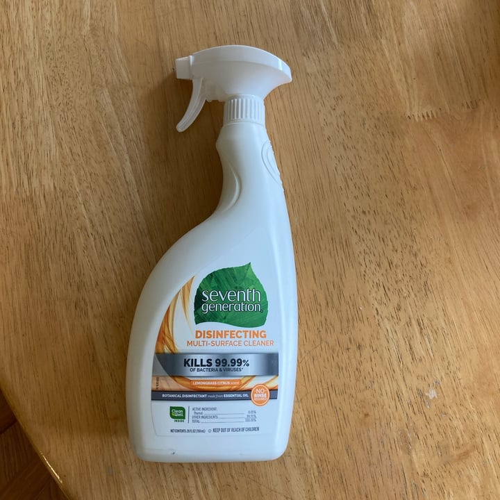 photo of Seventh Generation Disinfecting Muti-Surface Cleaner Lemongrass Citrus shared by @jlnomeatplease on  13 May 2022 - review