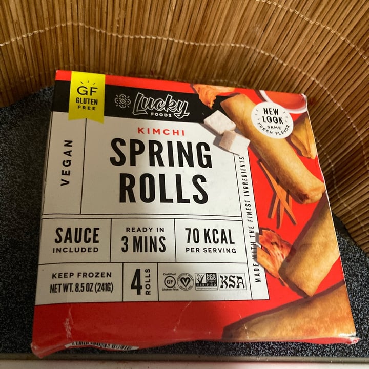 review photo of Lucky Foods Kimchi Spring Rolls shared by @veganpantrydotcom on 01 Oct 2022 - review