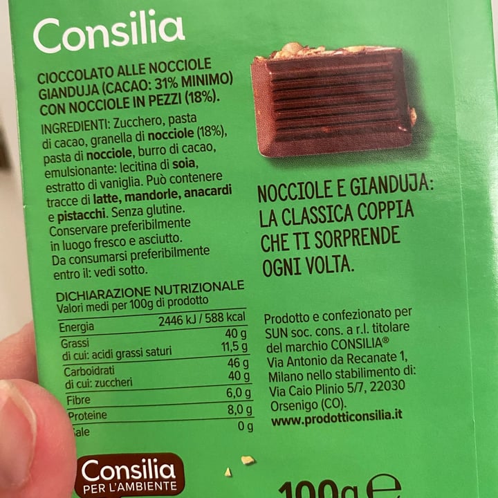 photo of Consilia Cioccolato Alle Nocciole Gianduja shared by @smaltorosso on  23 Jun 2022 - review