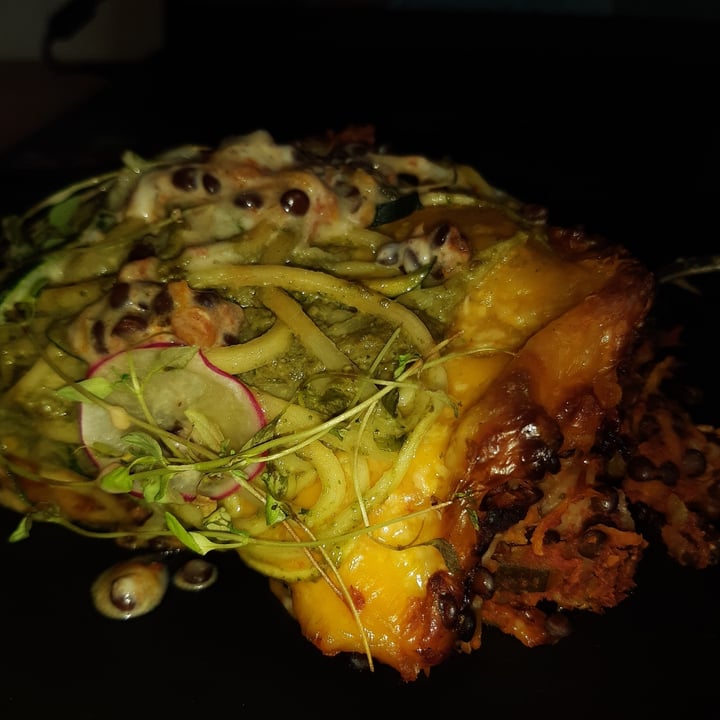 photo of Vegan Restoran V Vegetable-lentil lasagne with white wine sauce and zucchini-pesto salad shared by @liisi on  25 Jul 2021 - review