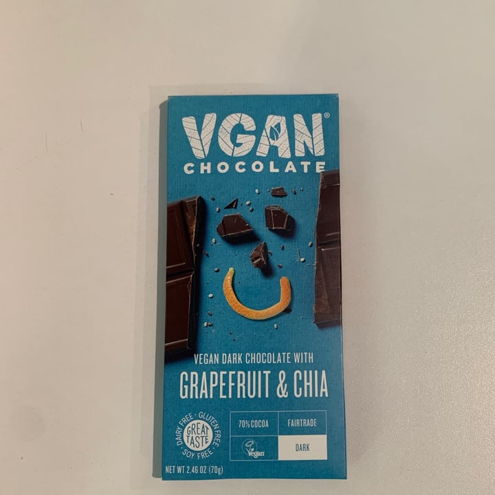 photo of VGAN Chocolate Vegan Dark Chocolate with Grapefruit and Chia shared by @nickalvarez16 on  10 Aug 2021 - review