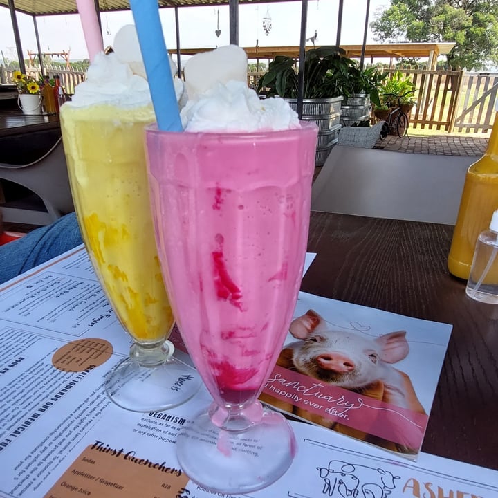 review photo of Asher's Corner Cafe @ Ashers Farm Sanctuary Strawberry Marshmallow Milkshake shared by @shyvw on 04 May 2022 - review