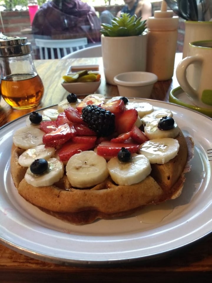 photo of Verde bendito Waffle de plátano y fresas shared by @jadesucot on  07 Mar 2020 - review