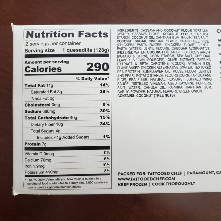 review photo of Tattooed Chef Plant Based Buffalo Chicken Quesadilla shared by @rachelhrieman on 16 Jun 2022 - review